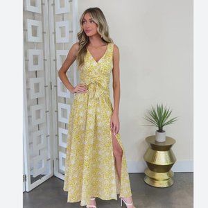 NWT Red Dress Blinded By Beauty Yellow Maxi Dress SMALL